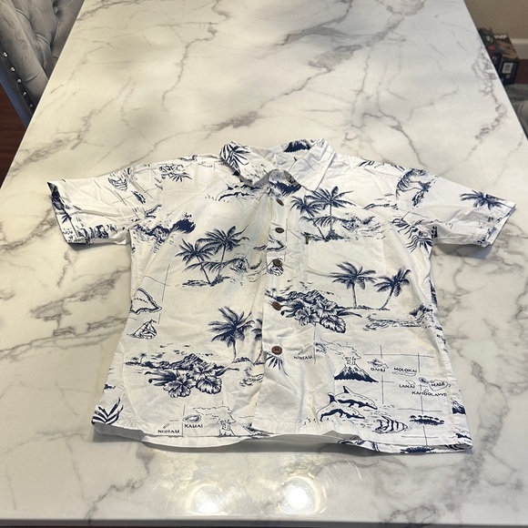 palmvave hawaii Other - Men's White and Blue Tropical Print Casual Shirt